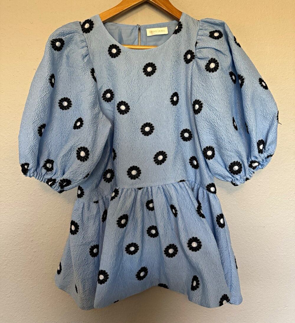 STINE GOYA Liw Top Mini Daisey Blue Floral Blouse size Xs